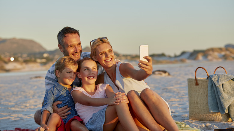 A family taking a selfie