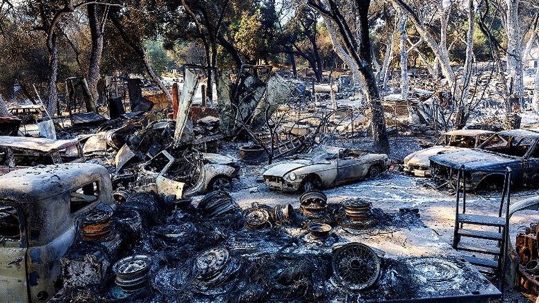 Wildfire burned cars