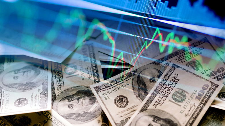 Fluctuating bar graphs over U.S. currency