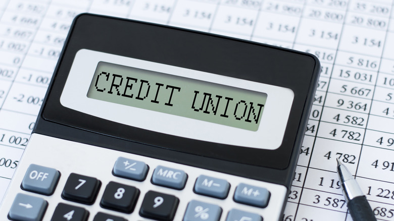 Calculator spelling out the words credit union