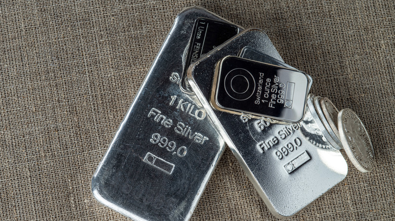 Silver bars and other silver bullion