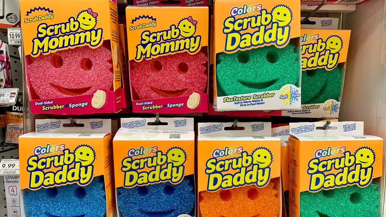 scrub daddy sponges on shelf