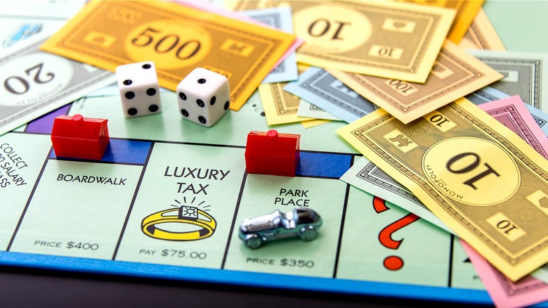 Monopoly board game and money