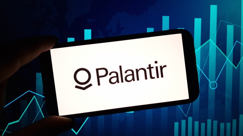 Palantir logo on smart phone screen