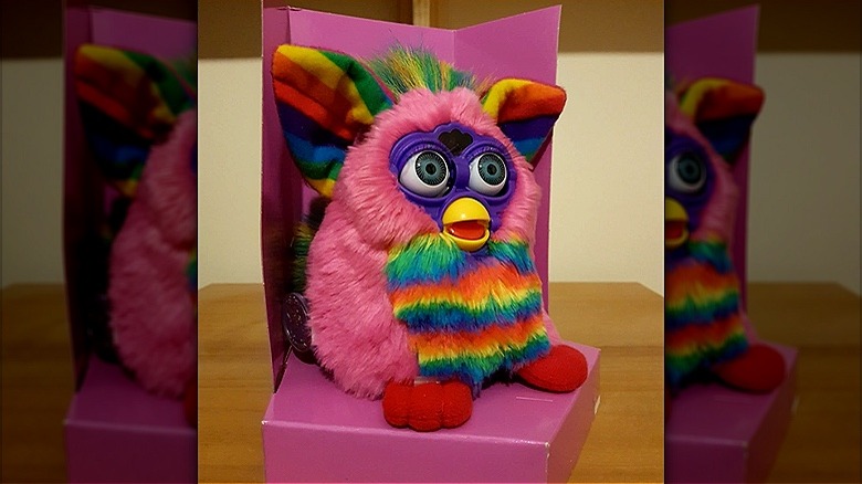 Rainbow Furby in pink box