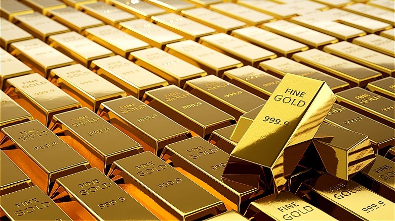 Gold bars in a vault