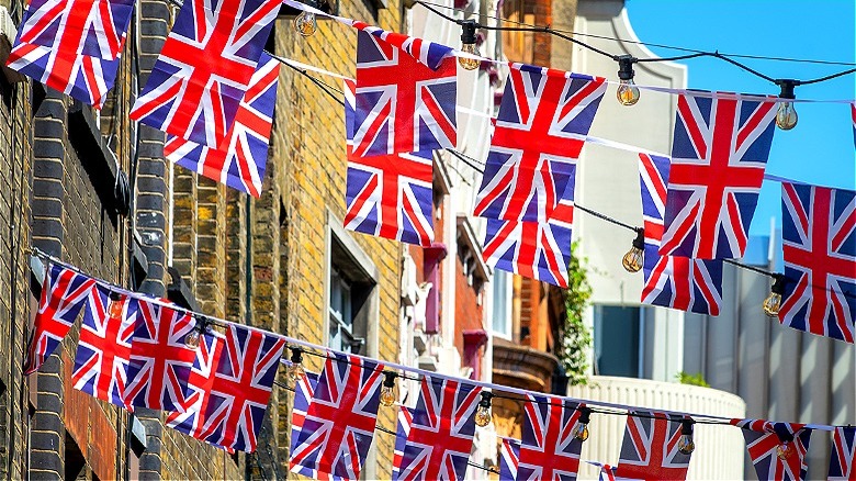 Line of Union Jack flags