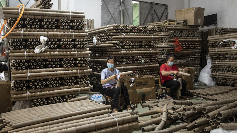 Warehouse workers in China