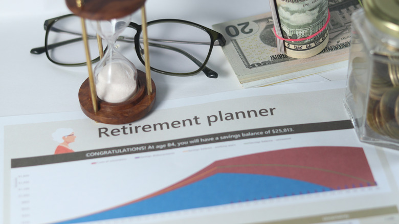 Retirement planner print out on desk