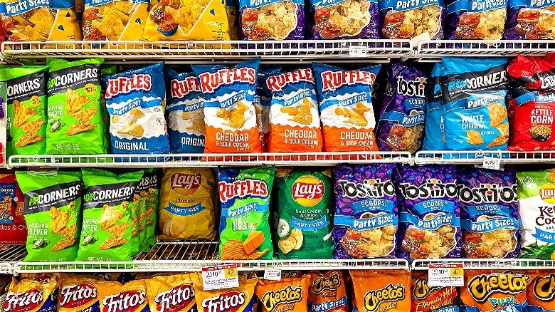 Chips aisle at grocery store