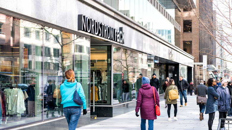 Nordstrom rack store sign entrance shop in capital city street exterior