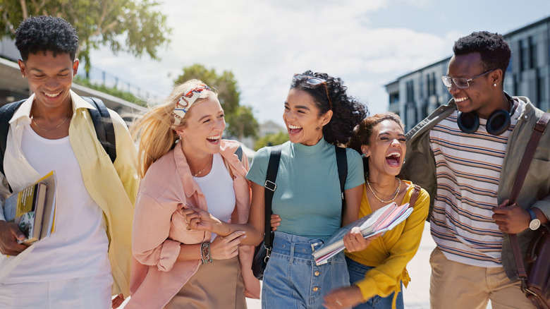 College students walking together