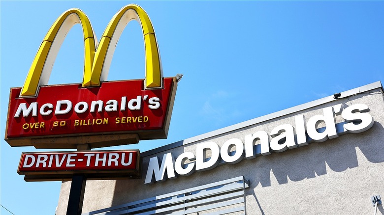 McDonald's sign and restaurant