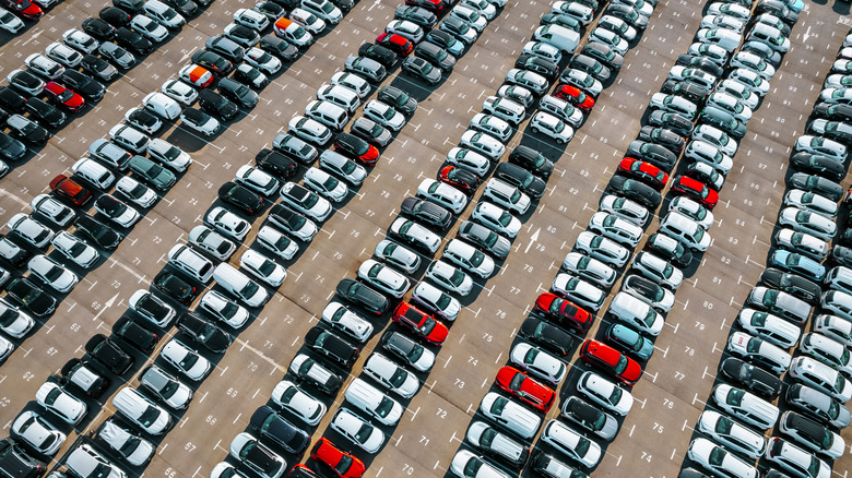 Aerial view of car lot