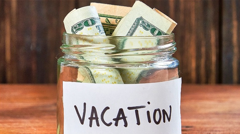 Vacation fund glass jar