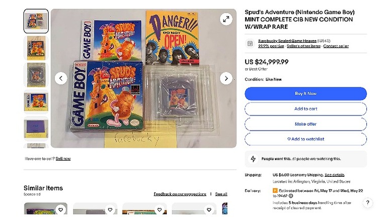 Game Boy games eBay listing 