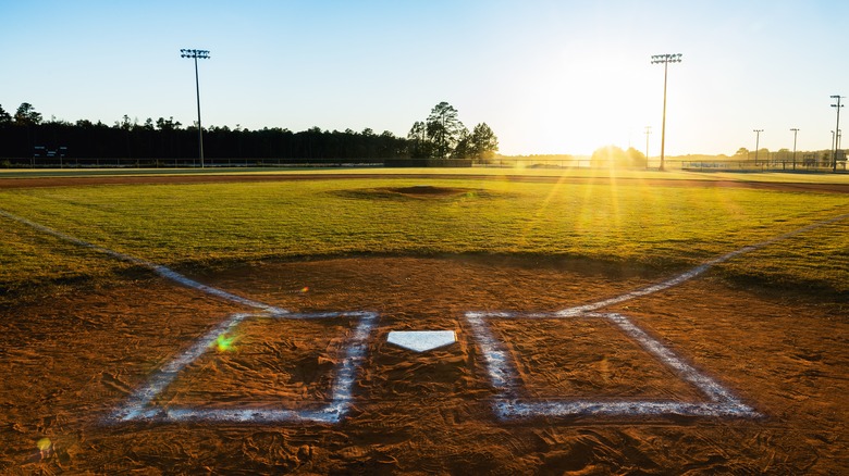 a baseball field from home plate