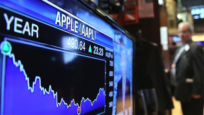 Apple stock ticker at NYSE