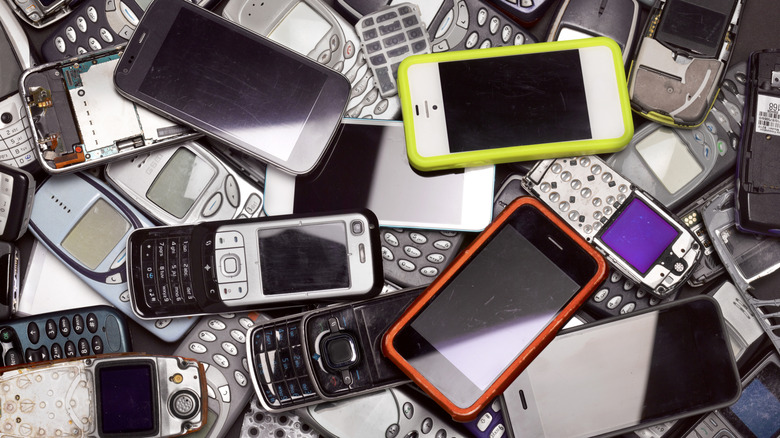 a pile of old phones