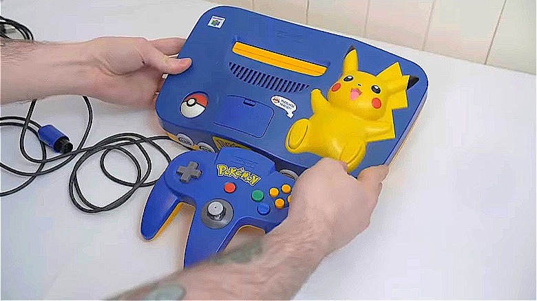 Pikachu Nintendo 64 and controller