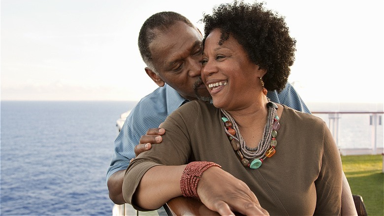 Couple on vacation at sea