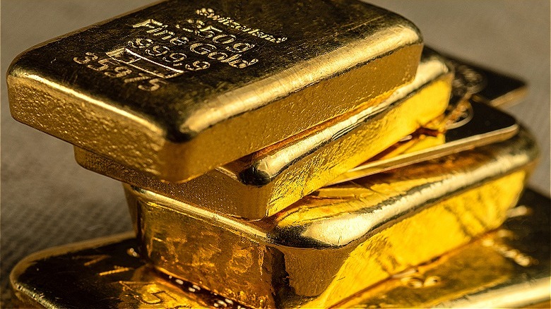 Stack of gold bullion bars