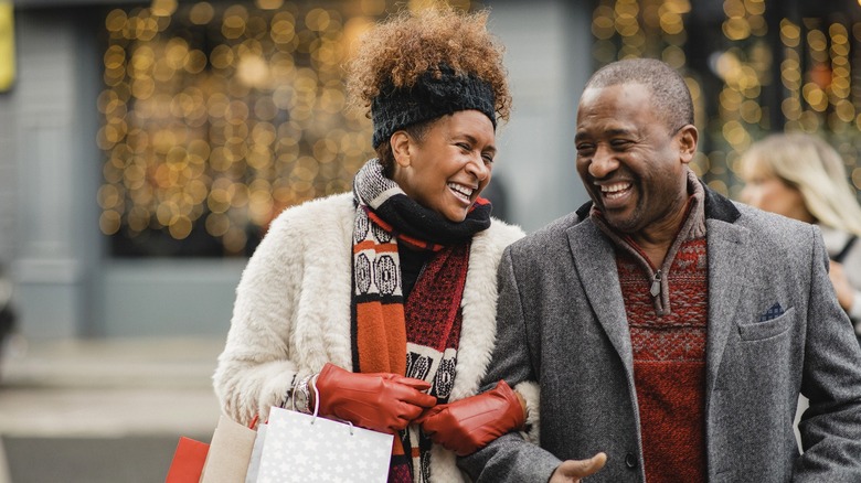 Mature couple holiday shopping