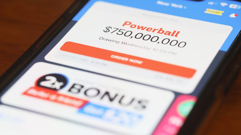 The Powerball jackpot displayed on the Jackpot app