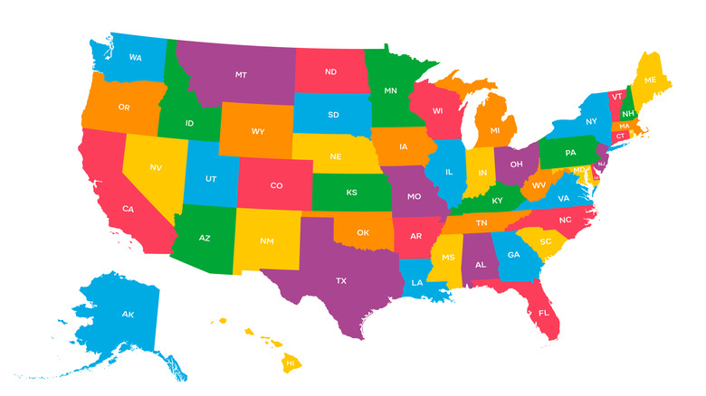 colorful map of the United States