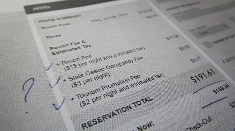 Resort fee on hotel bill