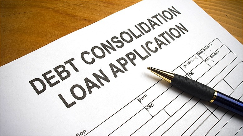 Consolidation loan application with pen