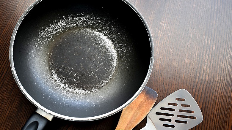 Nonstick pan with scratches