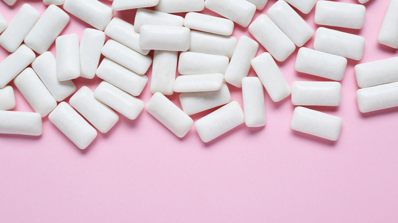 gum on pink background