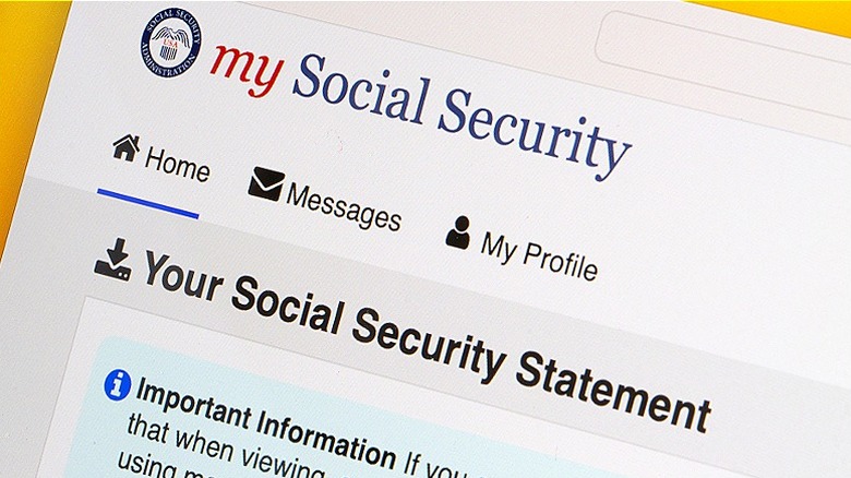 A person's Social Security statement on my Social Security homepage