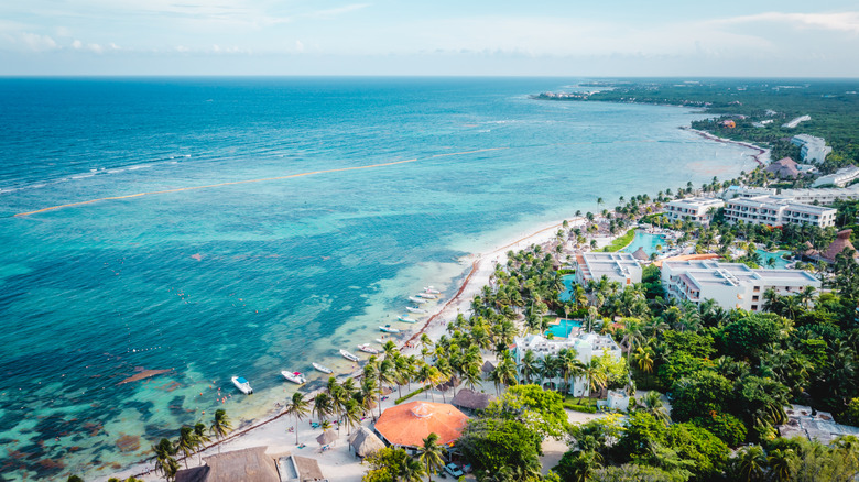 An aerial view of Cancun, Mexico