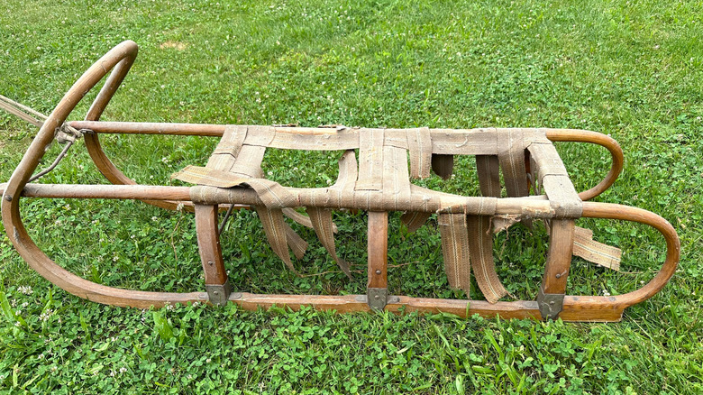 Vintage wooden retro vintage wooden retro sleigh sled for harness