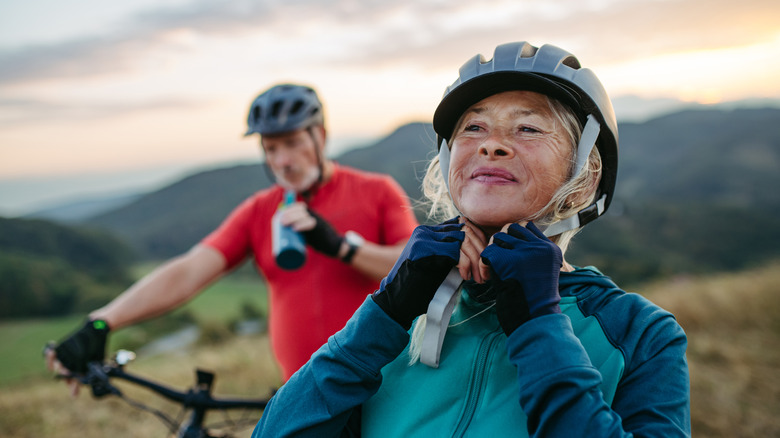 seniors biking on a trail