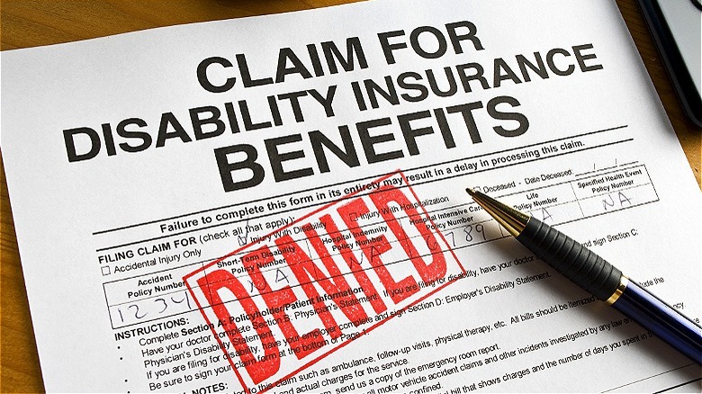 Disability benefits application denied