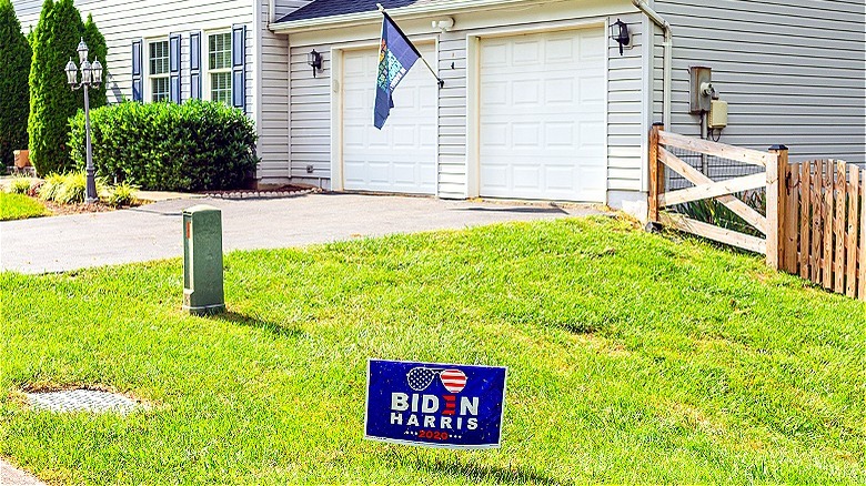 Home with Biden/Harris 2020 sign