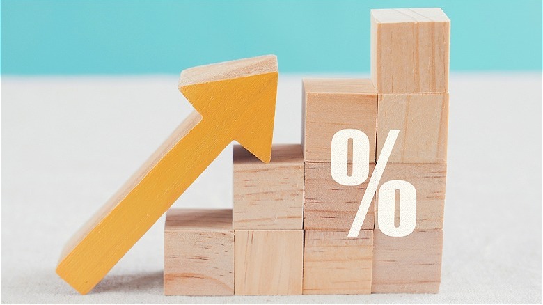 Wooden blocks with increasing percentages