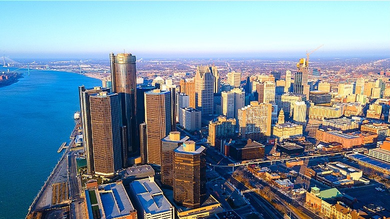 Aerial view of Detroit skyline