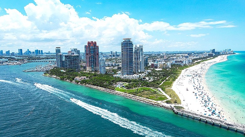 Aerial view of Miami beaches