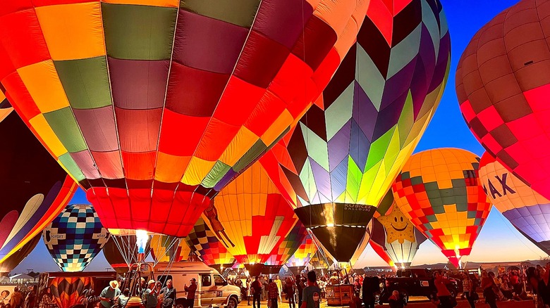 Balloon Fiesta balloons flying in Albuquerque, New Mexico, in 2023