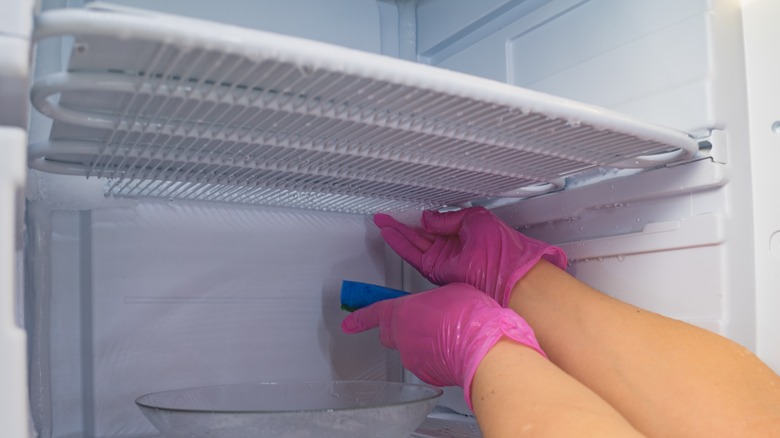 defrosting a freezer