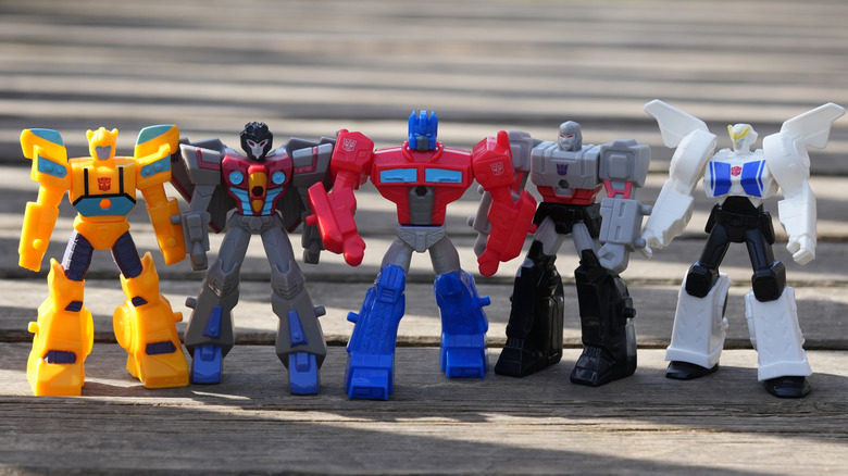 Transformers action figures from McDonald's happy meal toys.