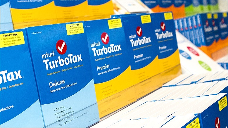Boxes of TurboTax software