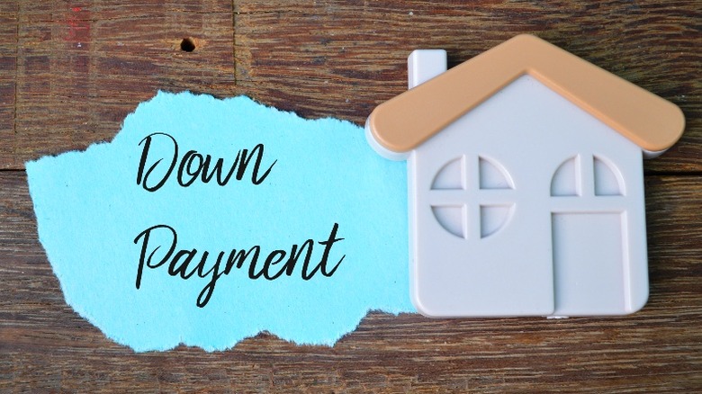 Slip of paper reading downpayment