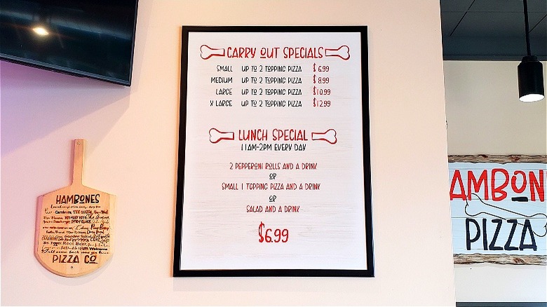 Pizza restaurant wall-mounted menu