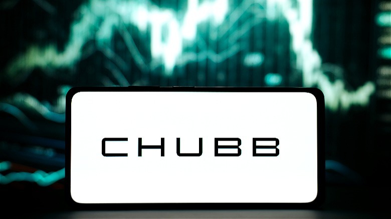 "CHUBB" smartphone, stock pattern background