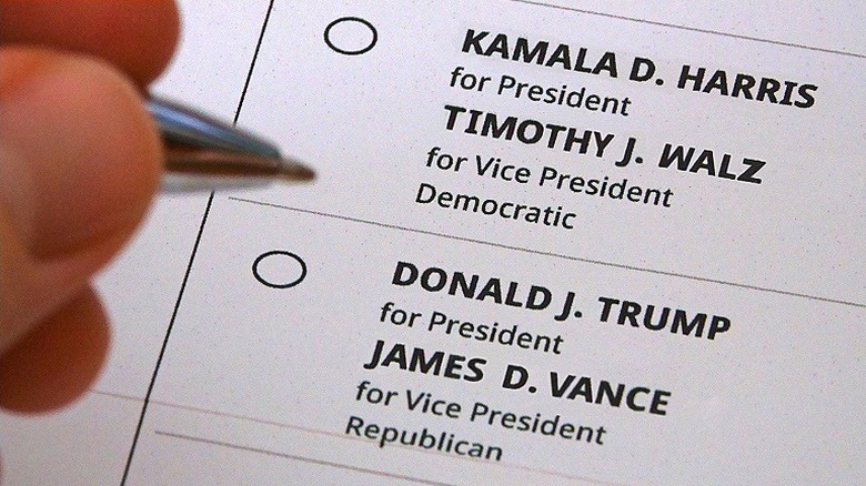 Ballot with Harris/Walz vs. Trump/Vance